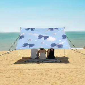 Beach Shade Tent with UPF50  UV Protection,Blue Ribbon Bows and Stars Lightweight Camping Sun Shelter for Outdoor,Camping Trips, Fishing, Backyard,Picnics,Easy Set Up and Carry 9x10.5 FT