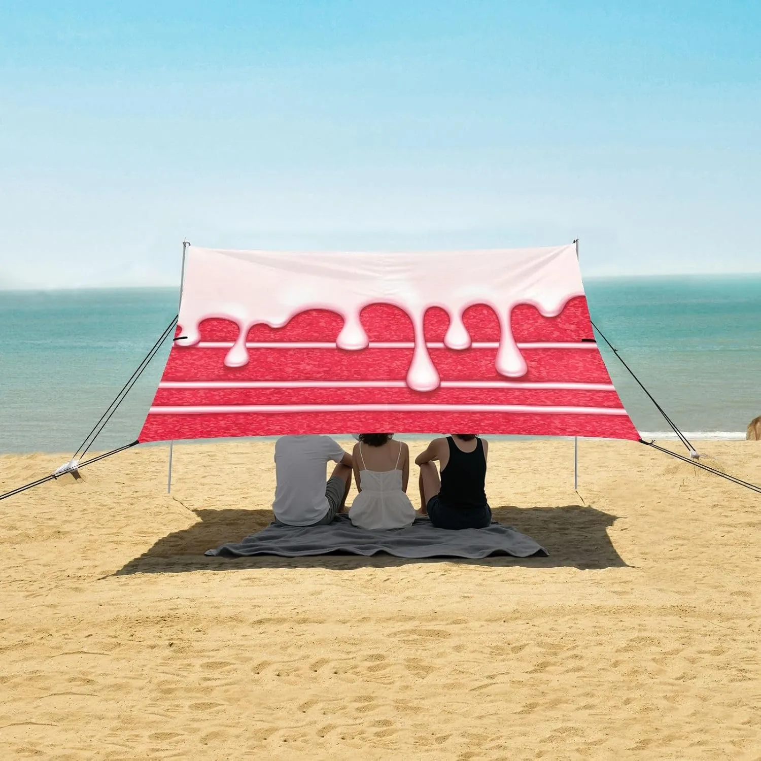 Beach Shade Tent with UPF50  UV Protection,Flowing Cream on Cake Lightweight Camping Sun Shelter for Outdoor,Camping Trips, Fishing, Backyard,Picnics,Easy Set Up and Carry 9x10.5 FT