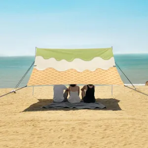 Beach Shade Tent with UPF50  UV Protection,Green Cream Melt on Wafer Lightweight Camping Sun Shelter for Outdoor,Camping Trips, Fishing, Backyard,Picnics,Easy Set Up and Carry 9x10.5 FT