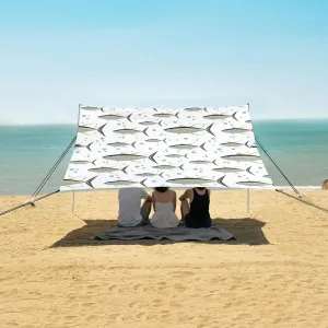 Beach Shade Tent with UPF50  UV Protection,Pattern with Tuna Fish Lightweight Camping Sun Shelter for Outdoor,Camping Trips, Fishing, Backyard,Picnics,Easy Set Up and Carry 9x10.5 FT