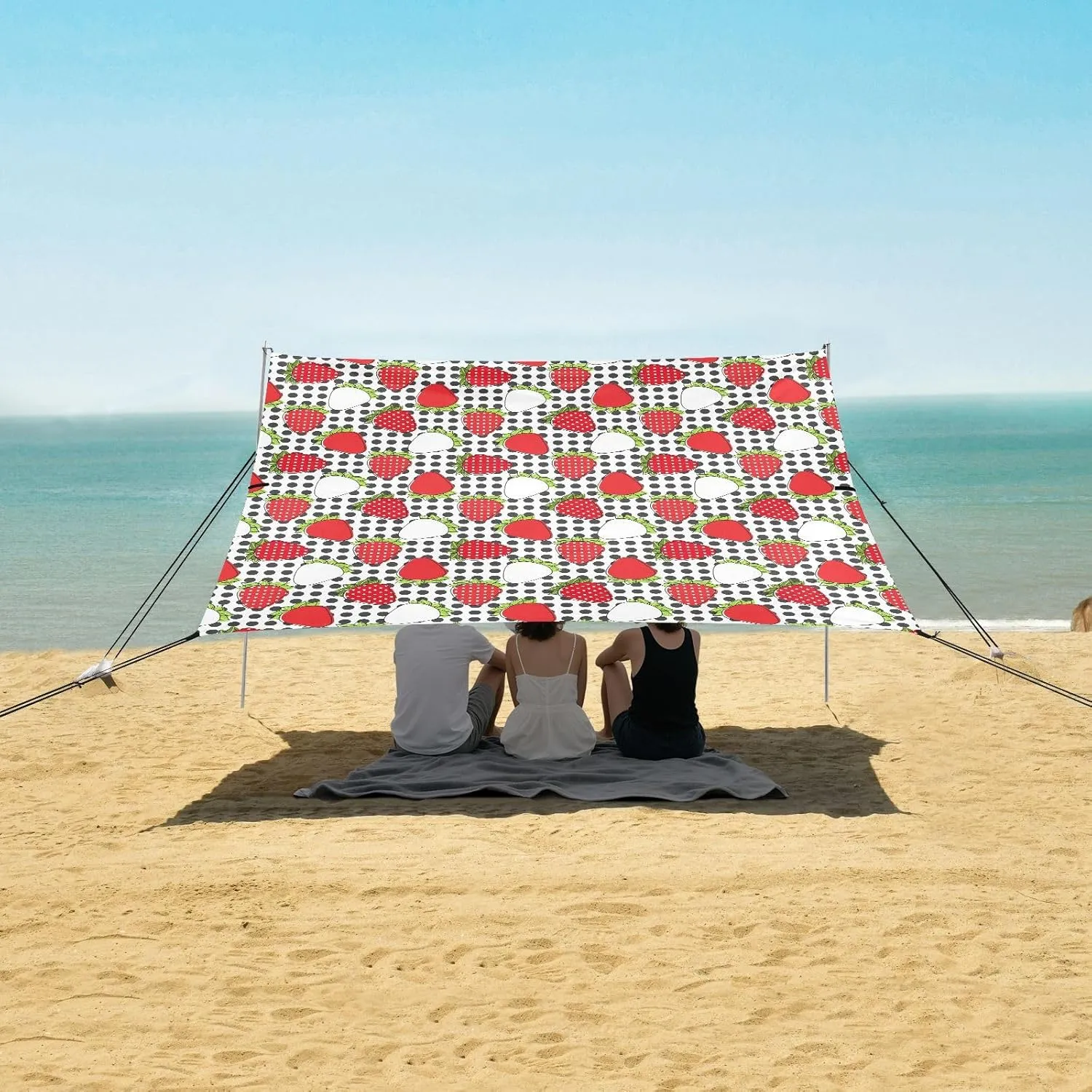 Beach Shade Tent with UPF50  UV Protection,Red Beautiful Strawberry Lightweight Camping Sun Shelter for Outdoor,Camping Trips, Fishing, Backyard,Picnics,Easy Set Up and Carry 9x10.5 FT