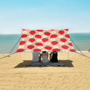 Beach Shade Tent with UPF50  UV Protection,Strawberry Pattern Lightweight Camping Sun Shelter for Outdoor,Camping Trips, Fishing, Backyard,Picnics,Easy Set Up and Carry 9x10.5 FT