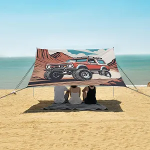 Beach Shade Tent with UPF50  UV Protection,Vintage Artistic Car Truckhalloween Pattern Lightweight Camping Sun Shelter for Outdoor,Camping Trips, Fishing, Backyard,Picnics,Easy Set Up and Carry