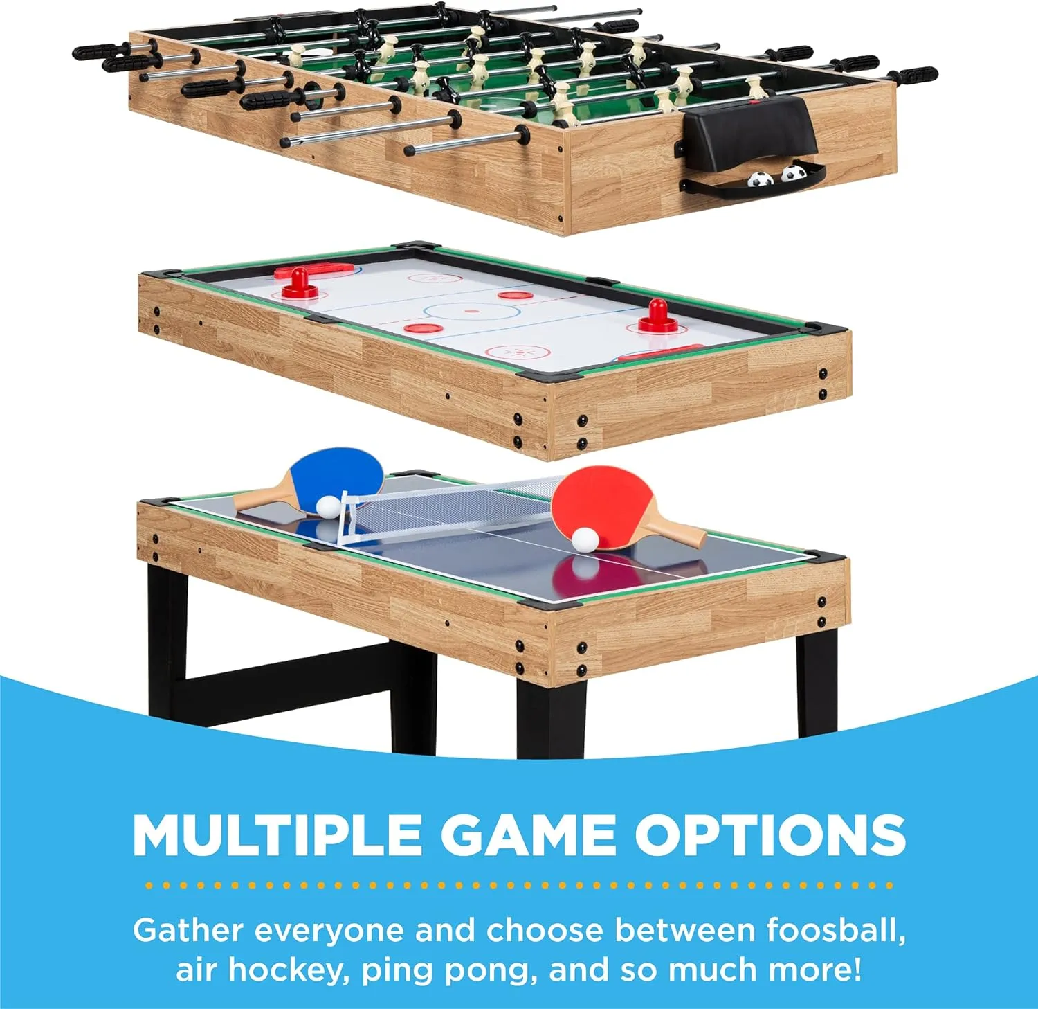Best Choice Products 2x4ft 10-in-1 Combo Game Table Set for Home, Game Room, Friends & Family w/Hockey, Foosball, Pool, Shuffleboard, Ping Pong, Chess, Checkers, Bowling, and Backgammon