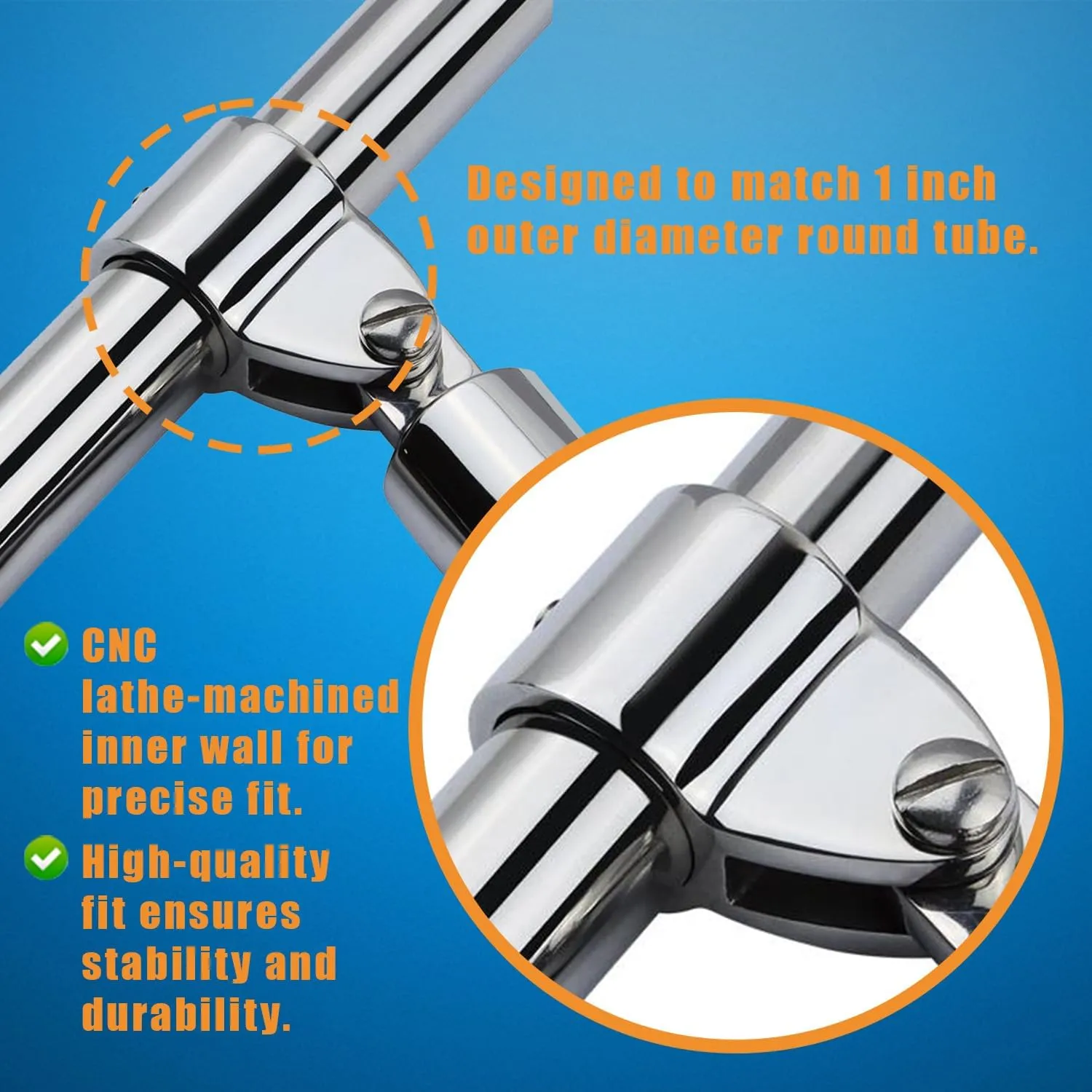 Bimini Top Fitting Hardware,Boat Jaw Slide Clamp 316 Stainless Steel Canopy Extension Parts Railing Accessories Marine Equipment for Boats