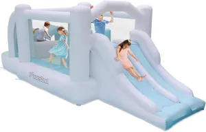 Bounceland Obstacle Dream Bouncer Combo Slides,18.5 ft x 8.5 ft x 6 ft H, Air Blower Included with GFCI, Dual Slides, Obstacle Course, Trendy Neutral Color, Indoor and Outdoor Play for Kids