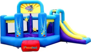 Bounceland Pop Star Inflatable Bounce House Bouncer (NO Blower), Large Bouncing Area with Long Slide, Climbing Wall, Basketball Hoop, 15 ft x 13 ft x 8.3 ft H, Pop Star Kids Party Theme