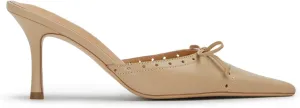 Bow Tie Heeled Mules for Women Slip On Pumps Shoes Backless Stiletto High Heels Pointed Toe Dress Slide Sandals
