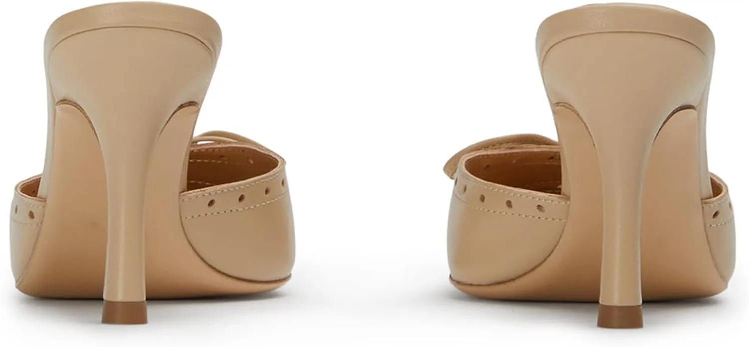 Bow Tie Heeled Mules for Women Slip On Pumps Shoes Backless Stiletto High Heels Pointed Toe Dress Slide Sandals