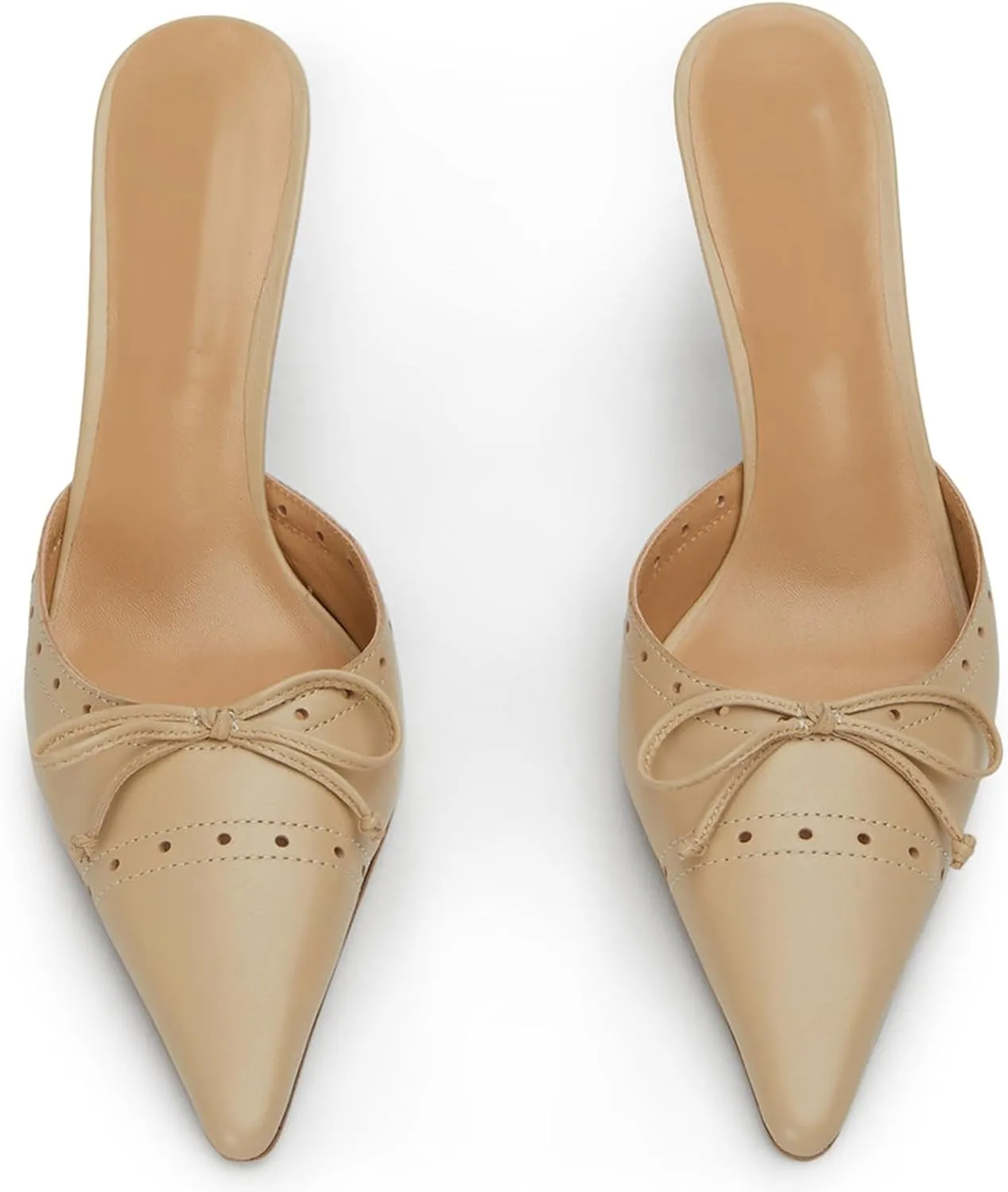 Bow Tie Heeled Mules for Women Slip On Pumps Shoes Backless Stiletto High Heels Pointed Toe Dress Slide Sandals