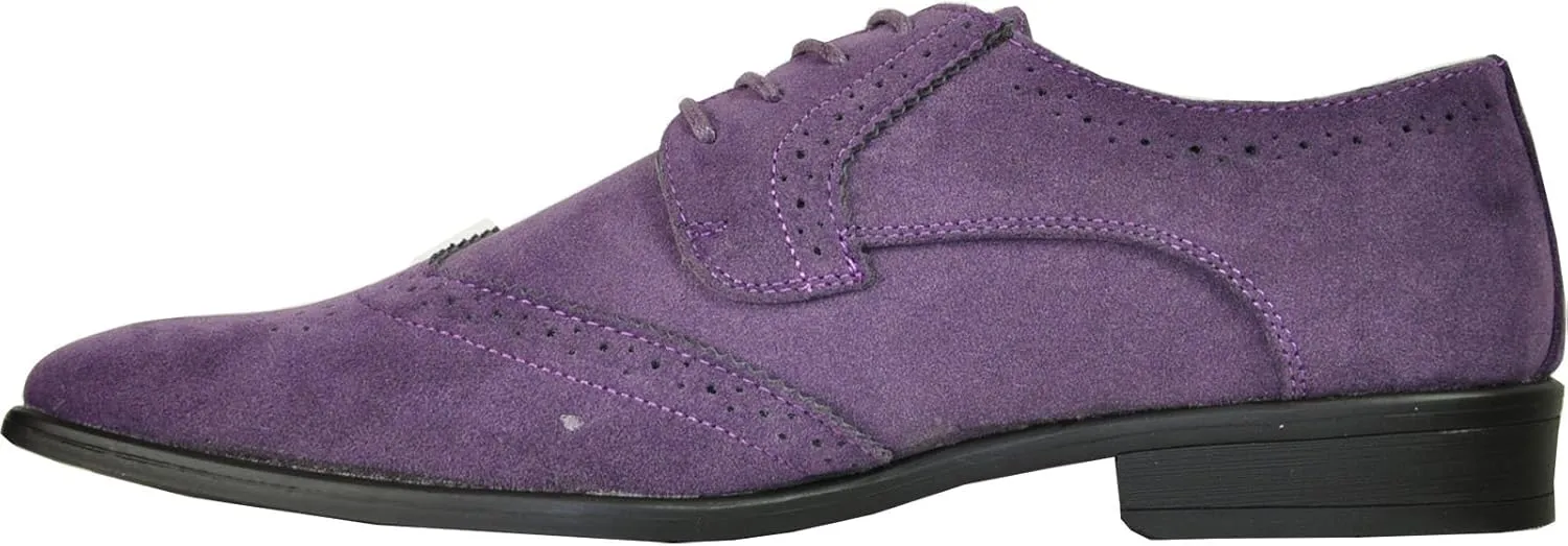 bravo! Men Dress Shoe King Classic Lace-up Oxford Plain or Cap Toe or Wingtip Leather Sock Medium and Wide Width Size from 6 to 18 Black Brown Cognac Blue Purple Red