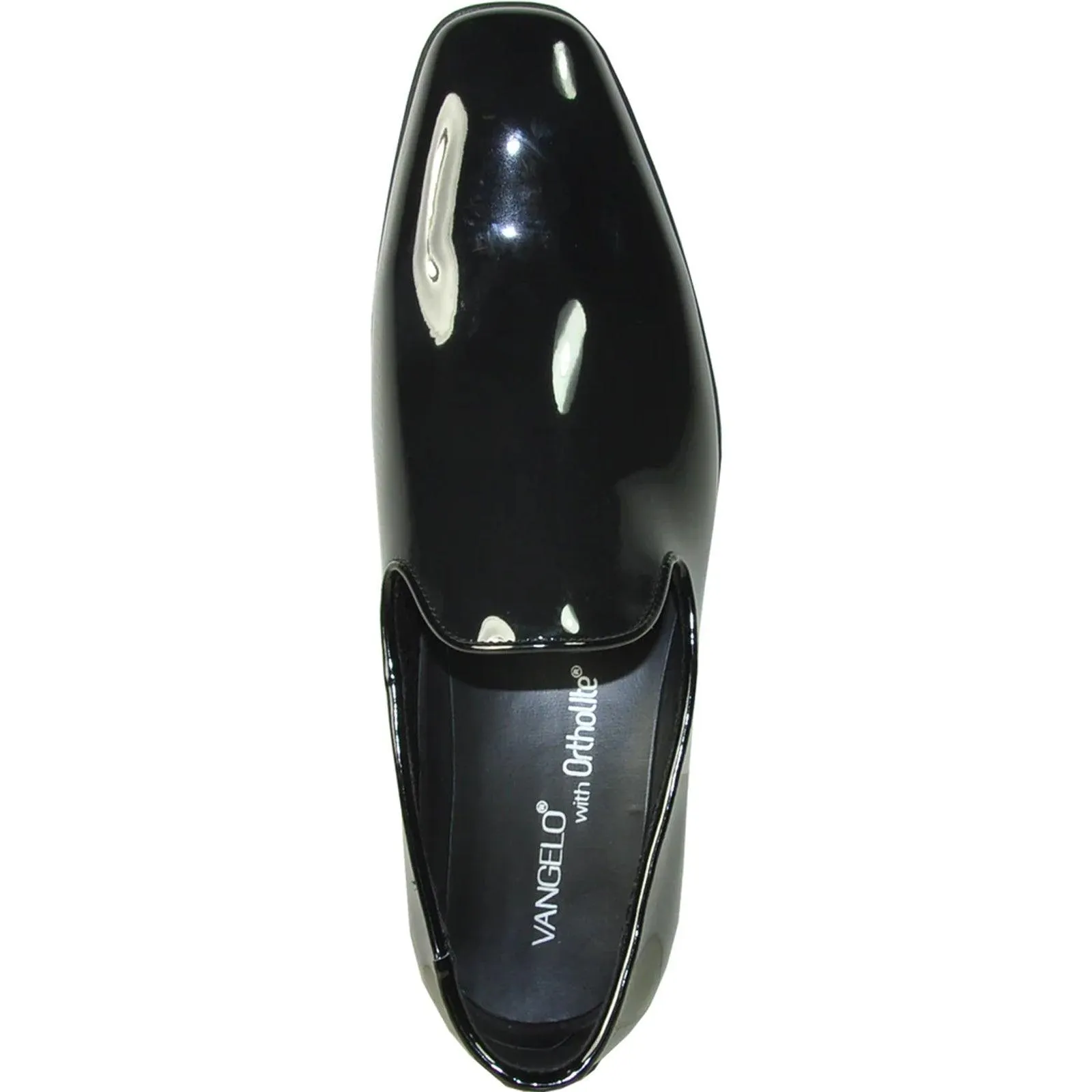 Bravo Mens Classic Patent Loafer Tuxedo Shoe in Black w/Plain Toe Slip On