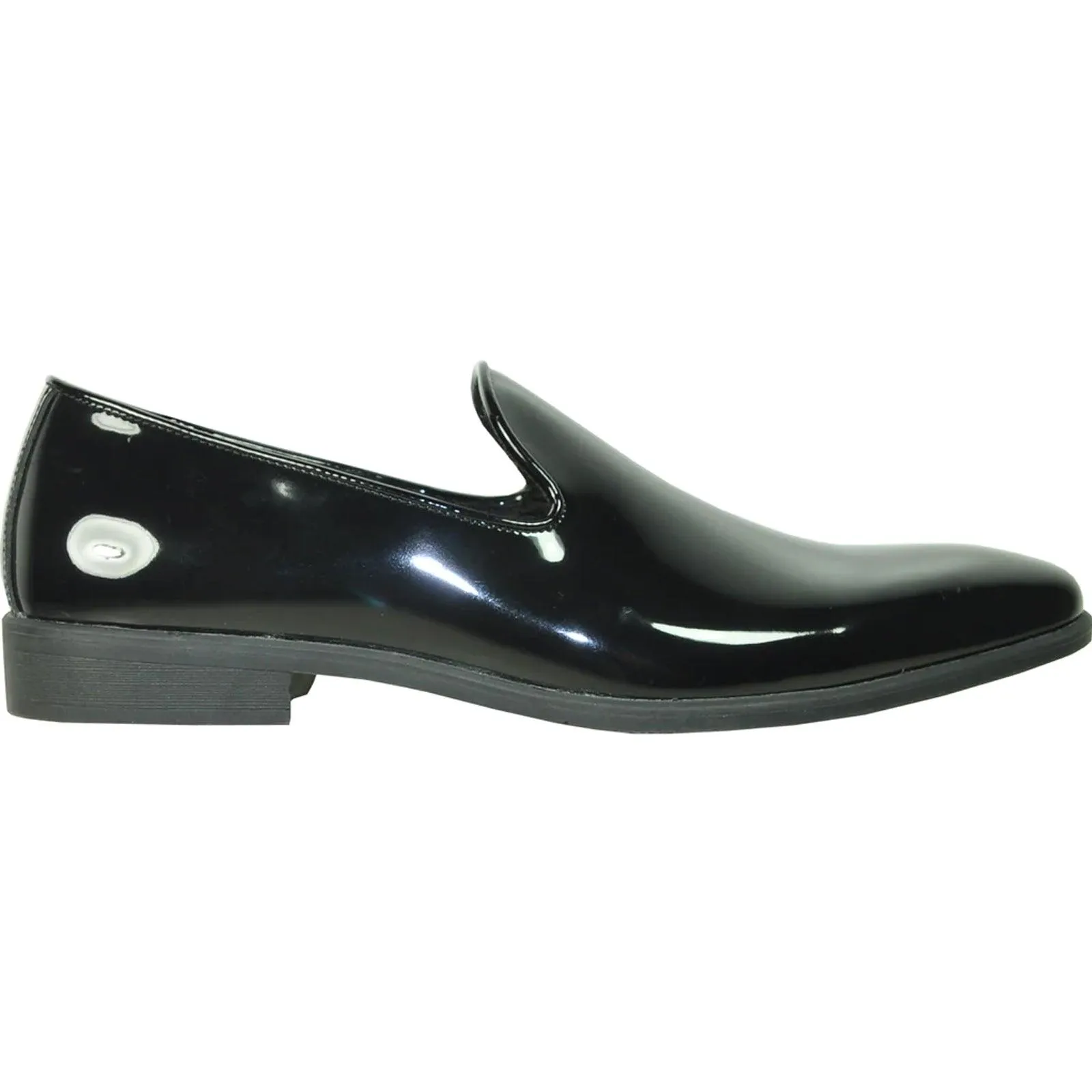 Bravo Mens Classic Patent Loafer Tuxedo Shoe in Black w/Plain Toe Slip On