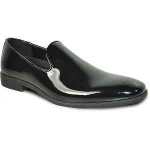 Bravo Mens Classic Patent Loafer Tuxedo Shoe in Black w/Plain Toe Slip On