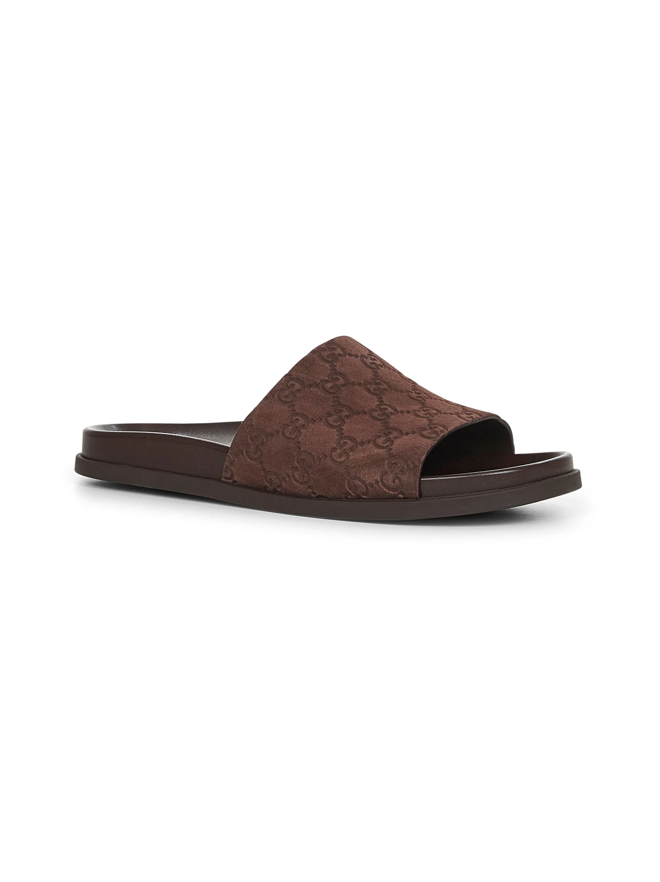 Brown GG suede slide sandals