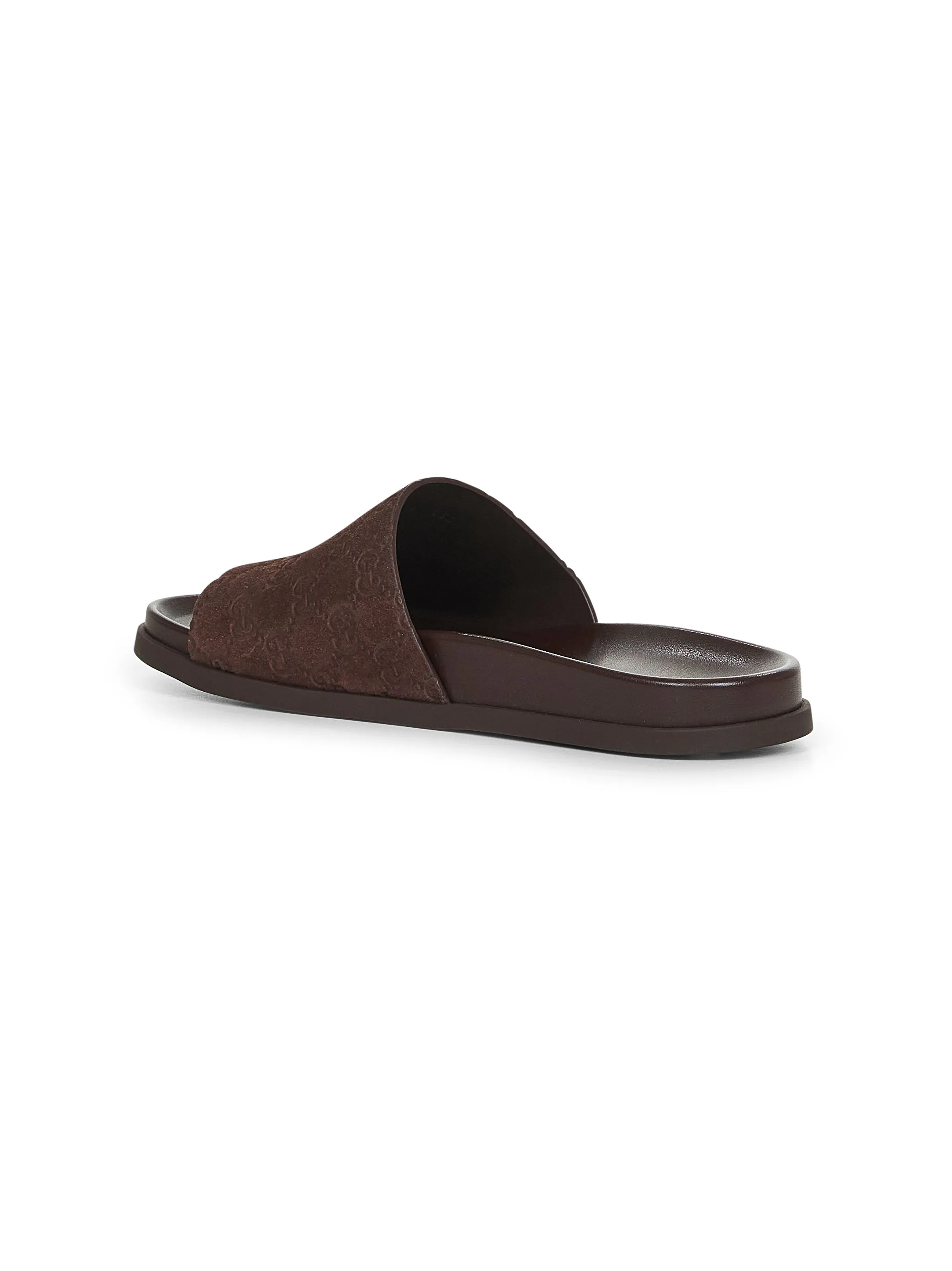 Brown GG suede slide sandals