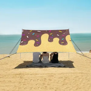 Brown Ice Cream Beach Camping Tent Sun Shelter for Whole Family, Beach Shade Canopy with UPF50  UV Protection,Easy Set Up and Carry,Outdoor Shade for Trips, Fishing, Backyard Fun Picnics