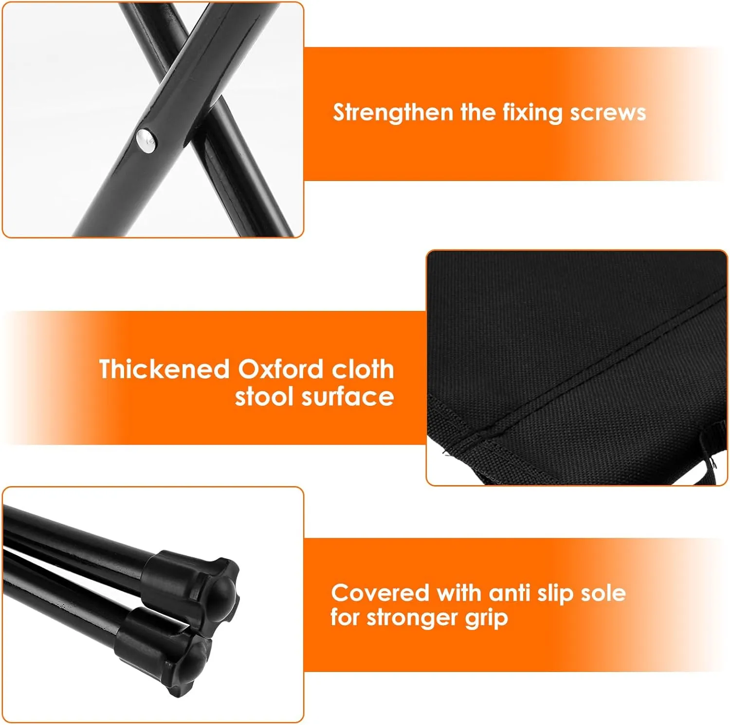 Camping Stool, 12 Inch Portable Folding Stool for Adults, Folding Chair Collapsible Camp Stool w Carry Bag, Foldable Footstool for Outdoor Camping Fishing Hiking Travel, BBQ, Beach, Hold Up to 260lbs