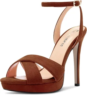 Castamere Women Stiletto High Platform Heel Peep Open Toe Ankle Strap Sandals Wedding Prom 4.7 Inches Heels