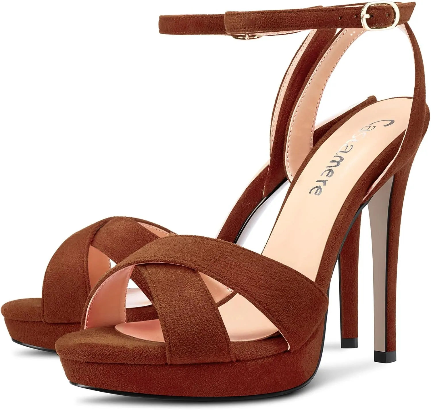 Castamere Women Stiletto High Platform Heel Peep Open Toe Ankle Strap Sandals Wedding Prom 4.7 Inches Heels