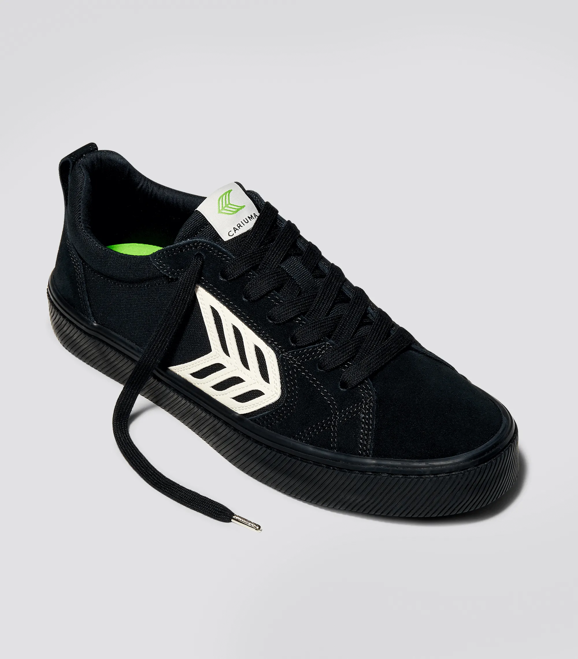 CATIBA PRO Low All Black Suede and Canvas Ivory Logo Sneaker