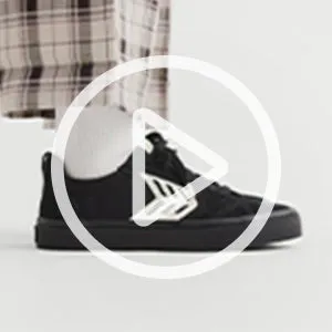 CATIBA PRO Low All Black Suede and Canvas Ivory Logo Sneaker