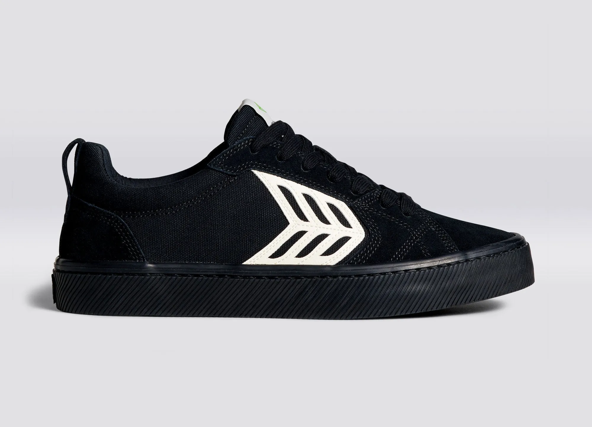 CATIBA PRO Low All Black Suede and Canvas Ivory Logo Sneaker