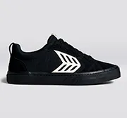 CATIBA PRO Low All Black Suede and Canvas Ivory Logo Sneaker