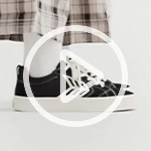CATIBA PRO Low Black Suede and Canvas Contrast Thread Ivory Logo Sneaker