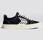 CATIBA PRO Low Black Suede and Canvas Contrast Thread Ivory Logo Sneaker