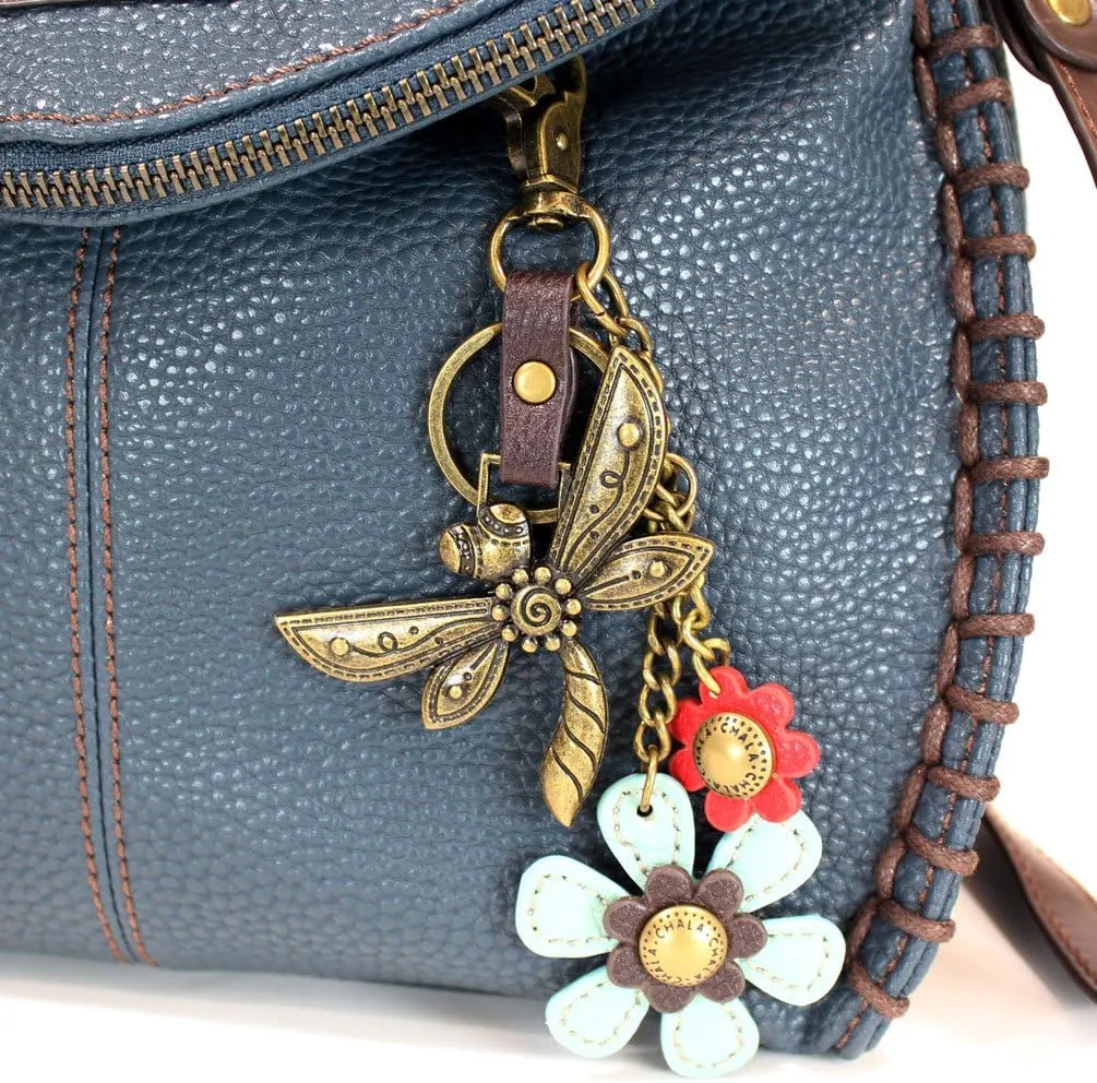 CHALA Charming Crossbody Bag Shoulder Handbag With Flap Top and Zipper Navy/Pewter