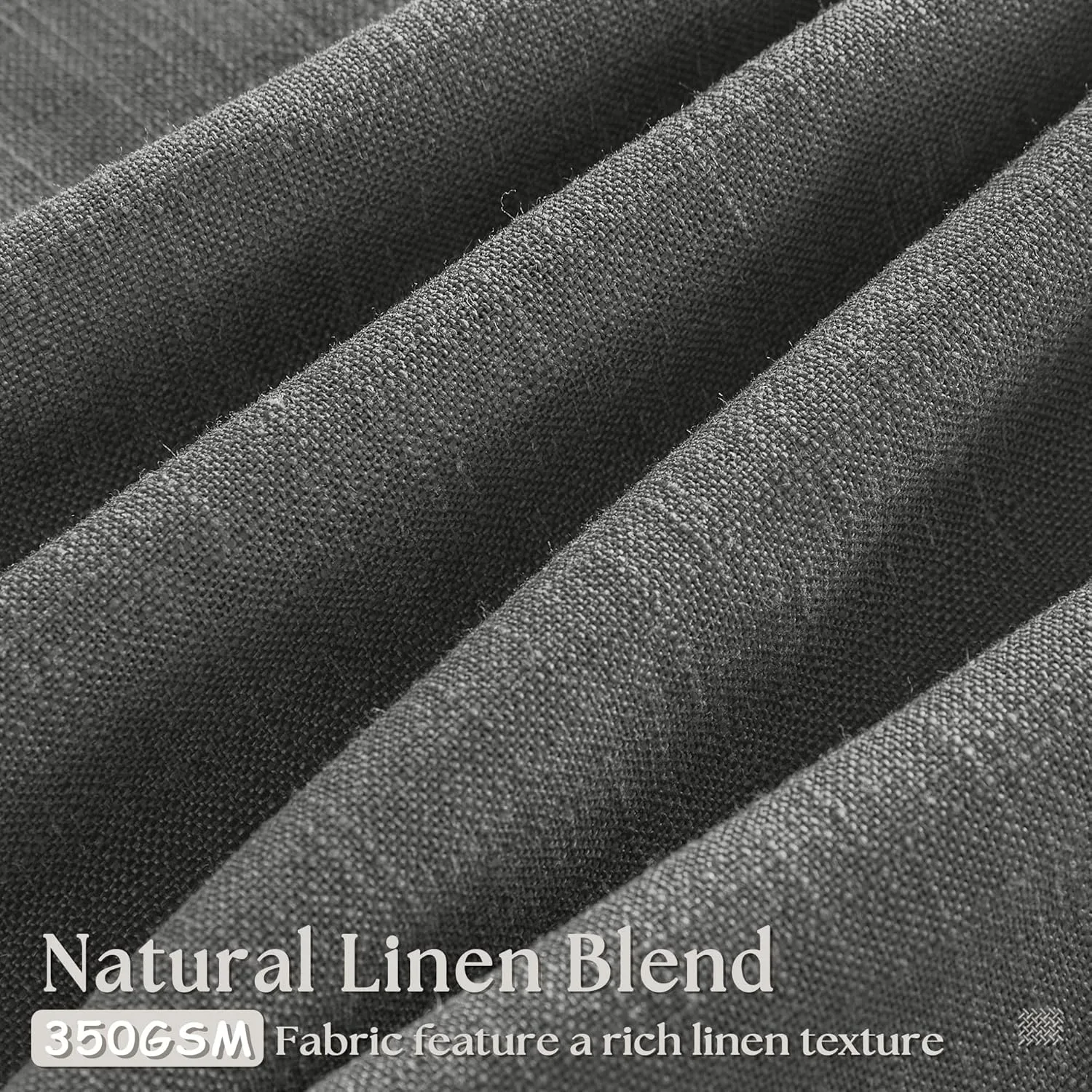 Charcoal Grey 84 Inch Pinch Pleated Linen Curtains 2 Panel Set for Living Room Thick Linen Textured Drapes 84 Inches Long Pinch Pleat Drapes Semi Sheer Curtain for Dining Bedroom Dark Slate Grey