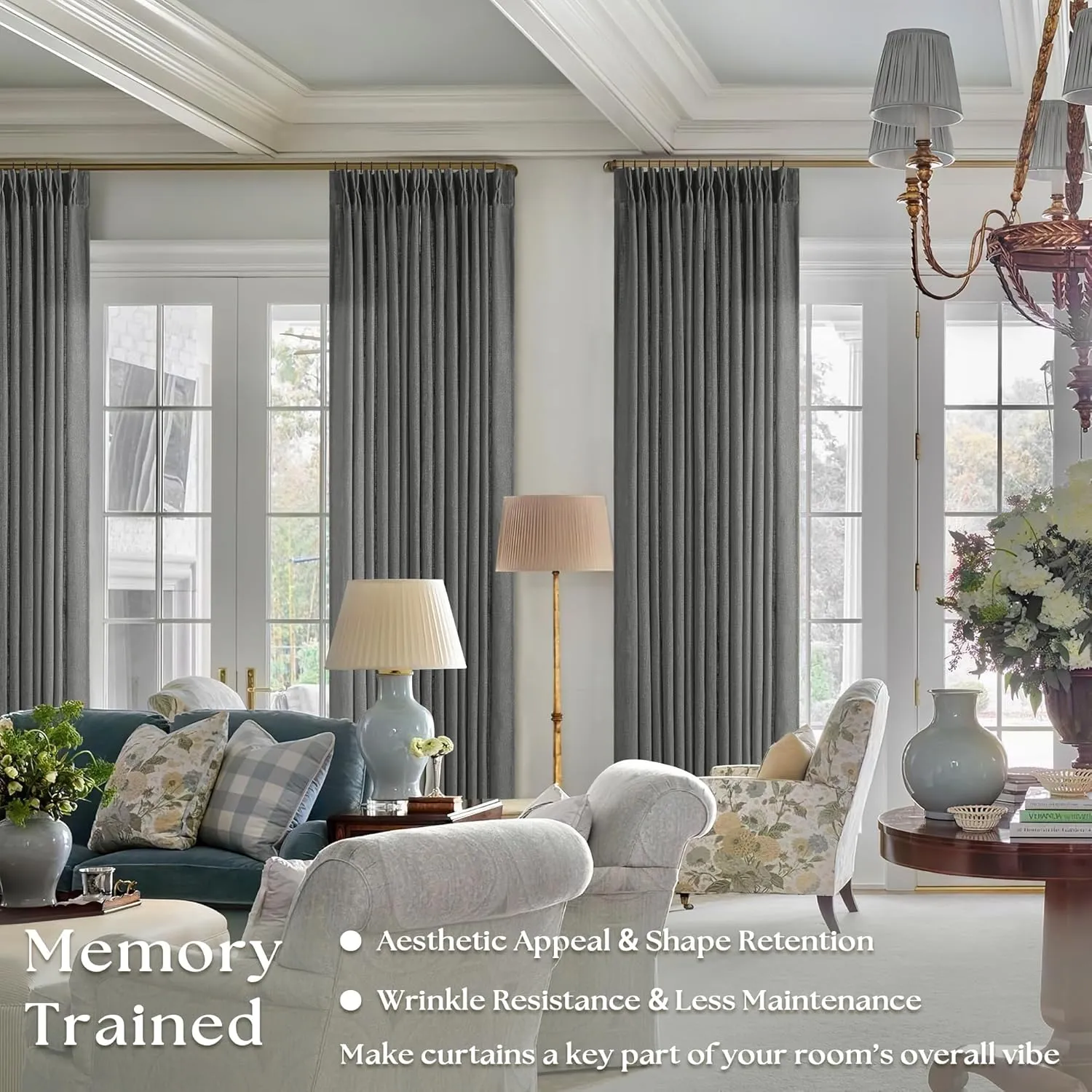 Charcoal Grey 84 Inch Pinch Pleated Linen Curtains 2 Panel Set for Living Room Thick Linen Textured Drapes 84 Inches Long Pinch Pleat Drapes Semi Sheer Curtain for Dining Bedroom Dark Slate Grey