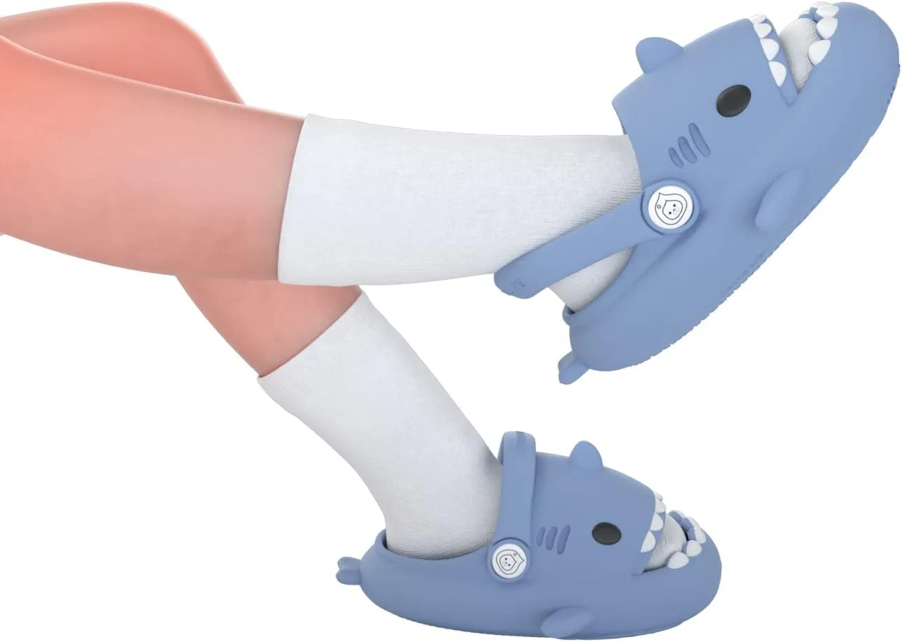 ChayChax Boys Girl Cloud Shark Slides Non-Slip Novelty Open Toe Sandals Extremely Comfy Cushioned Thick Sole Cute Cartoon Shower Slippers Indoor & Outdoor