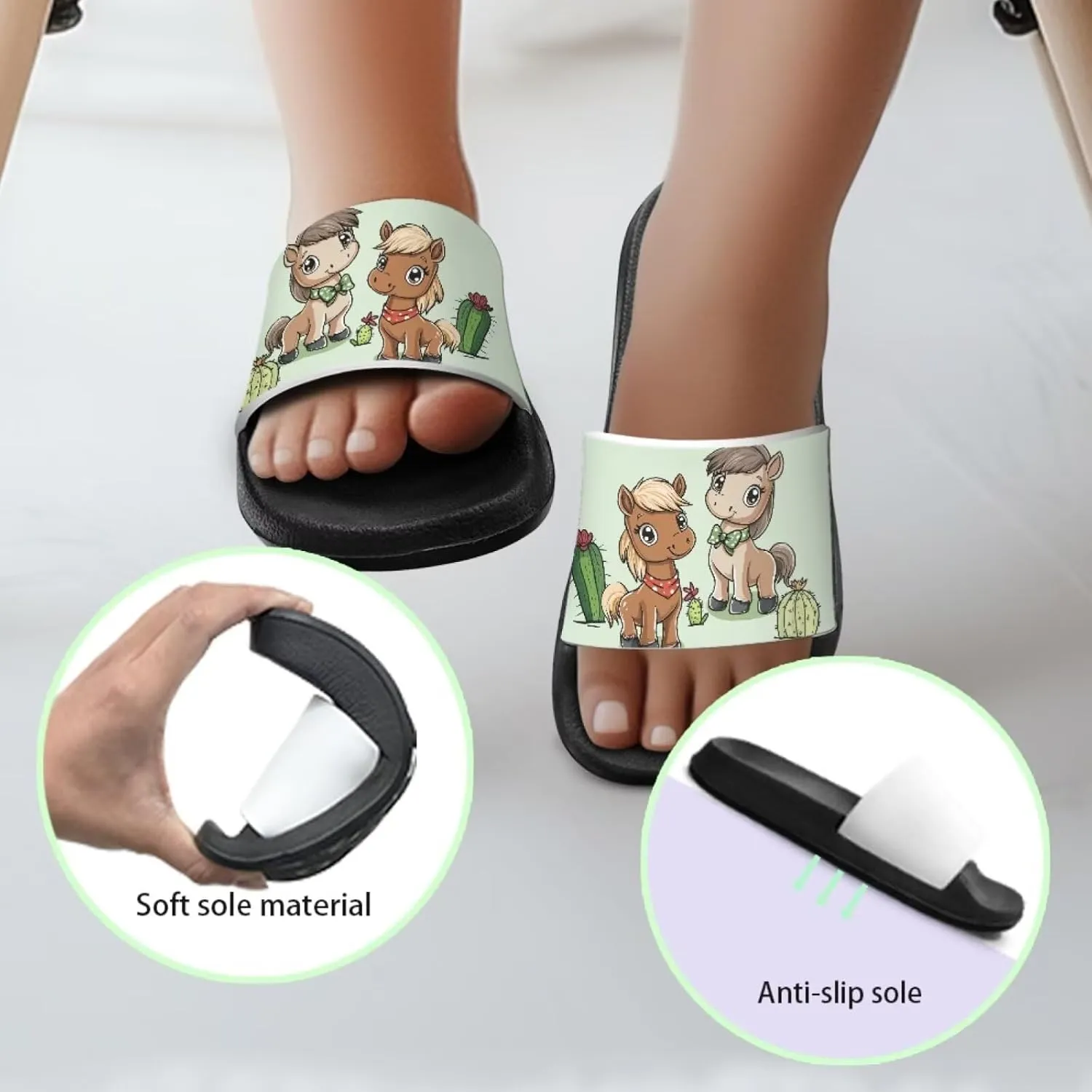 Children's Slippers Beach Sandals Slide Sandals Filp-Flops for Unisex Kids Boys Girls Gift for Daughters Sons Little Brothers Sisters Black Sole Little Kid Size 11-Big Kid Size 3
