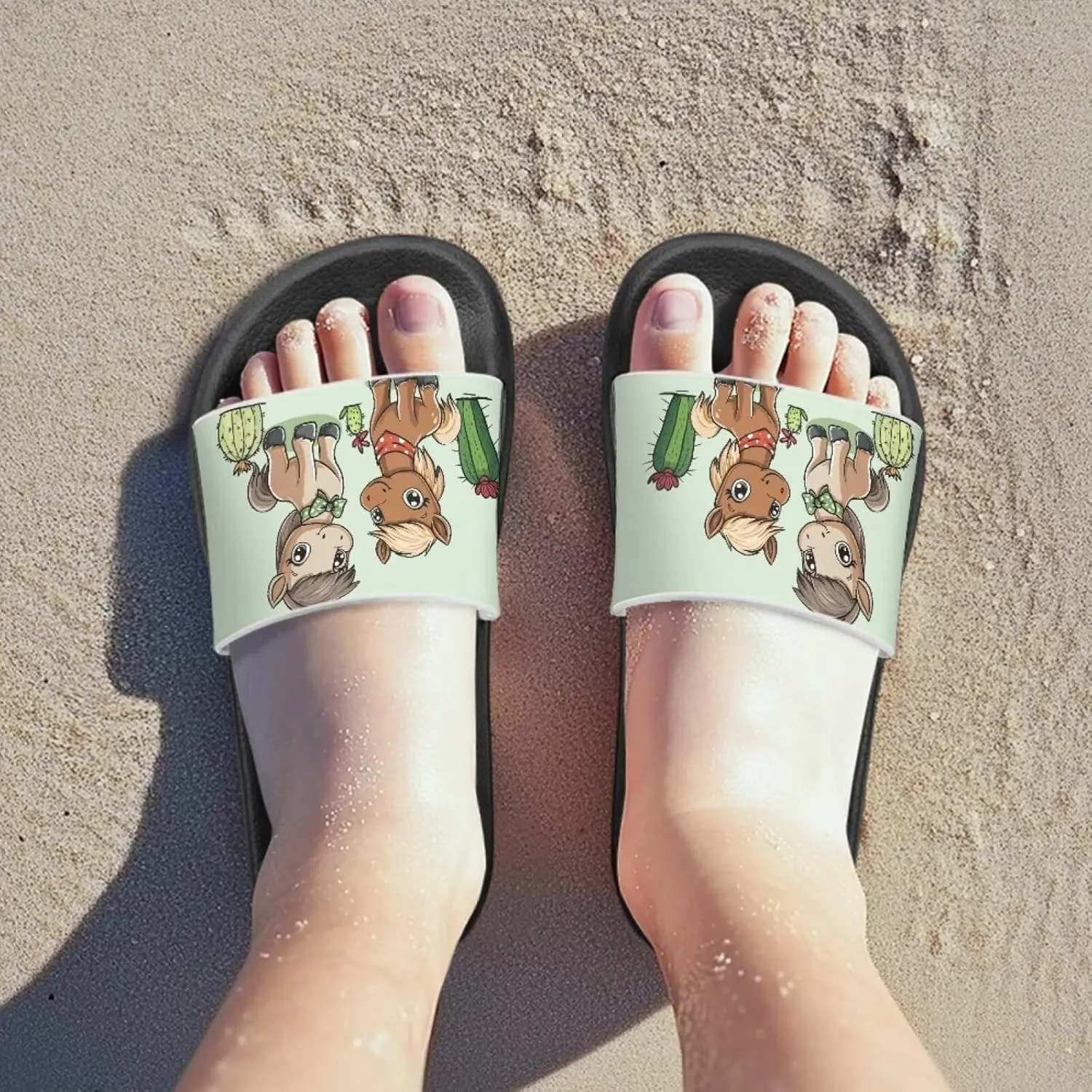 Children's Slippers Beach Sandals Slide Sandals Filp-Flops for Unisex Kids Boys Girls Gift for Daughters Sons Little Brothers Sisters Black Sole Little Kid Size 11-Big Kid Size 3