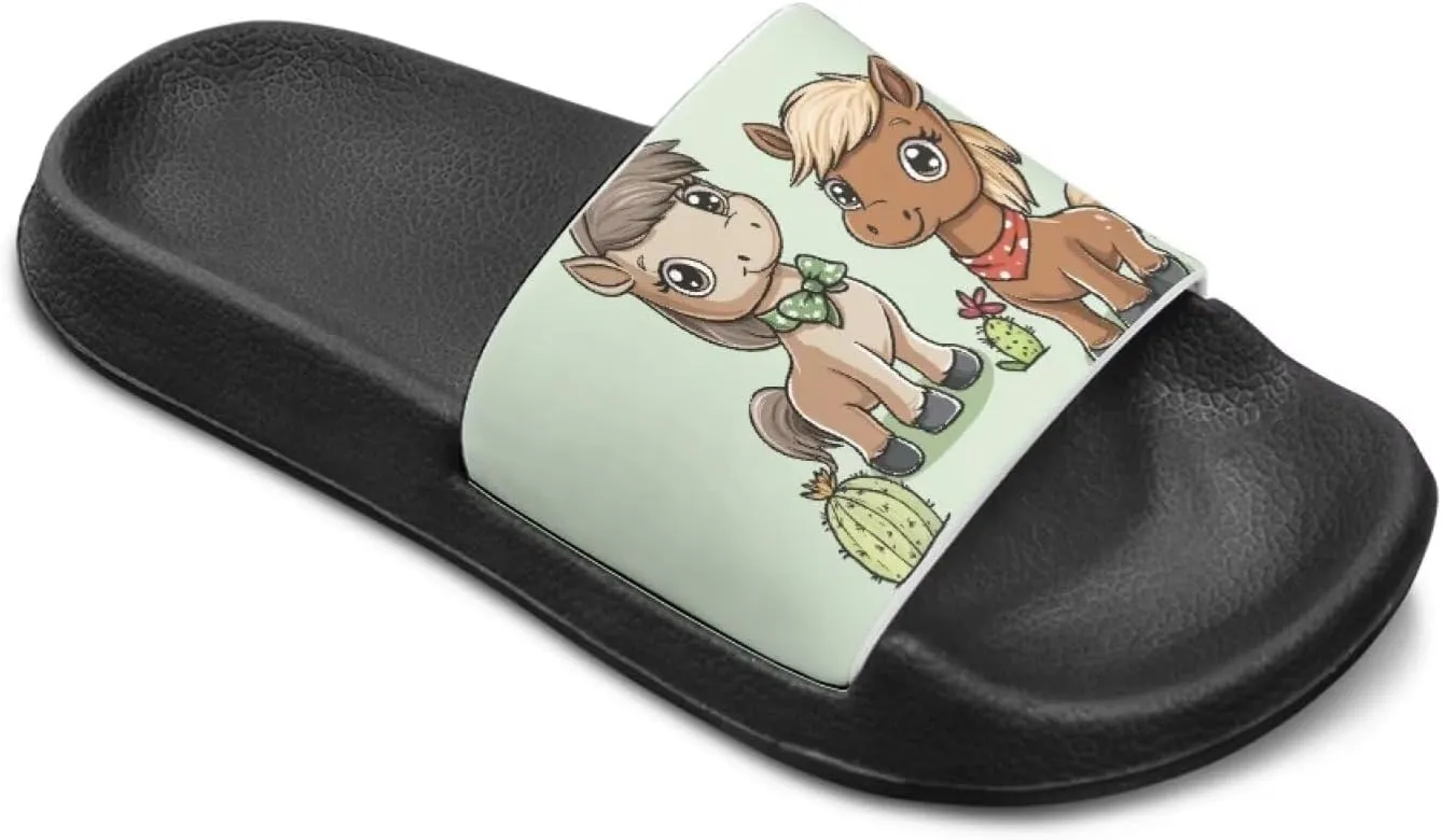 Children's Slippers Beach Sandals Slide Sandals Filp-Flops for Unisex Kids Boys Girls Gift for Daughters Sons Little Brothers Sisters Black Sole Little Kid Size 11-Big Kid Size 3