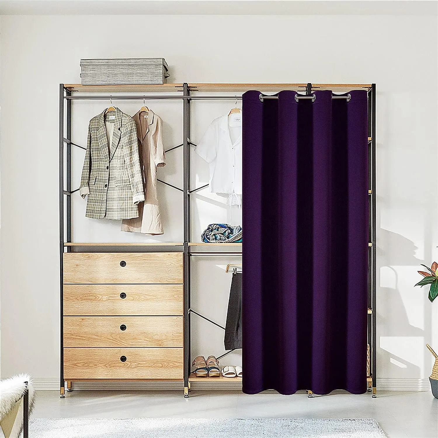 ChrisDowa Blackout Door Curtains for Doorway Privacy, Grommet Closet Curtains for bedroom closet door, Thermal Insulated Temporary Door Cover Room Divider Curtain (1 Panel, Royal Purple, 42 x 80 Inch)