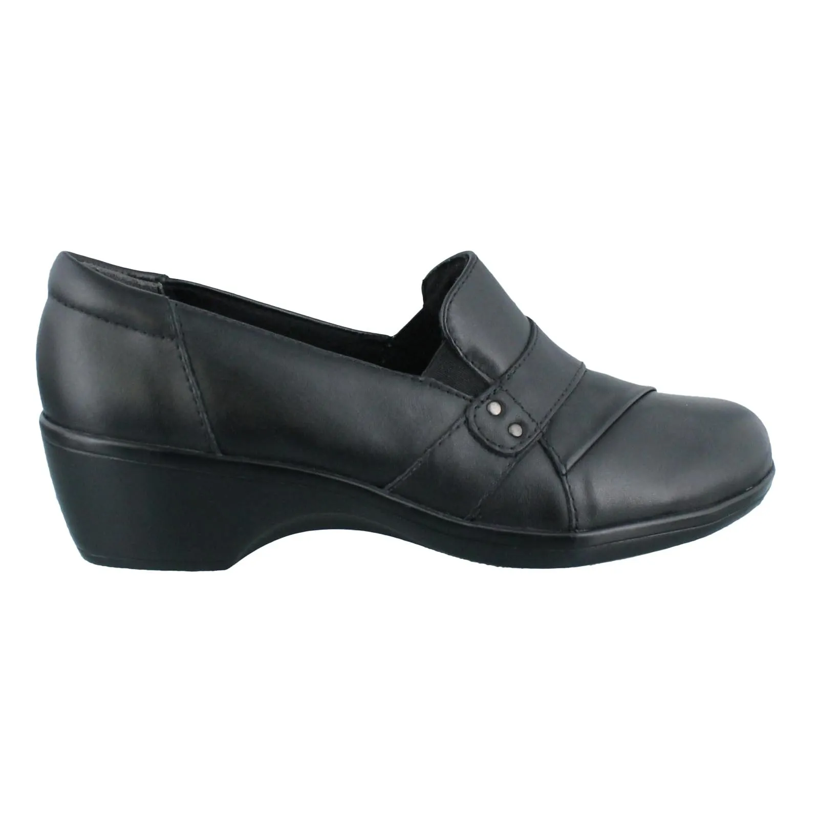 Clarks womens May Marigold Slip On Loafer, Black Leather, 7 US