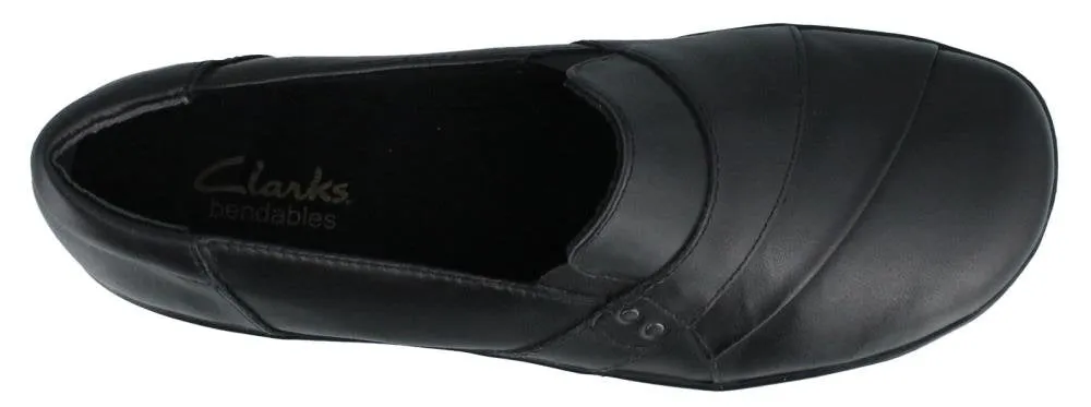 Clarks womens May Marigold Slip On Loafer, Black Leather, 7 US