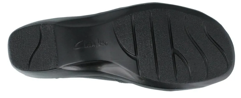 Clarks womens May Marigold Slip On Loafer, Black Leather, 7 US