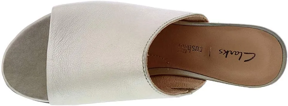 Clarks Womens Mena Rose Leather Slip On Slide Sandals
