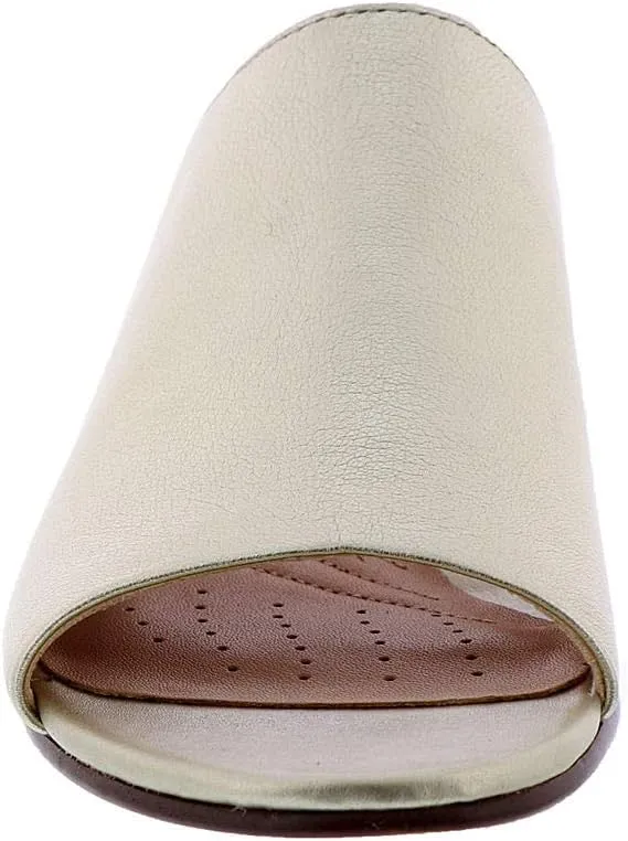 Clarks Womens Mena Rose Leather Slip On Slide Sandals