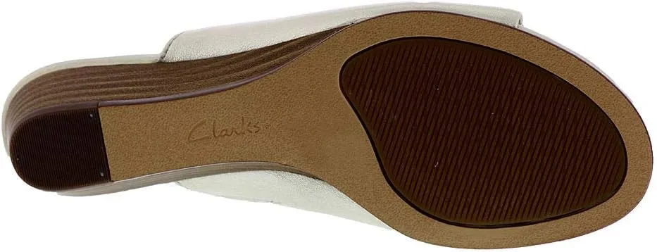 Clarks Womens Mena Rose Leather Slip On Slide Sandals