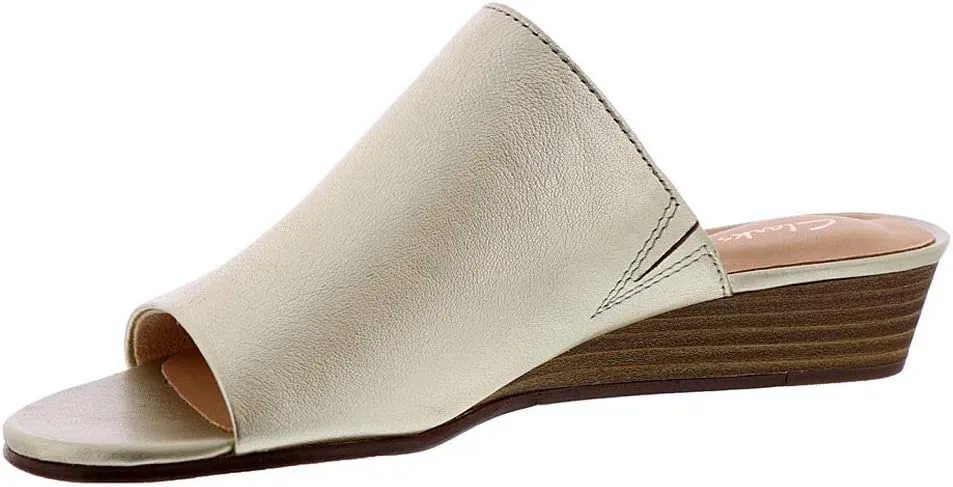 Clarks Womens Mena Rose Leather Slip On Slide Sandals