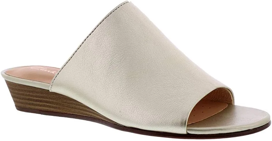 Clarks Womens Mena Rose Leather Slip On Slide Sandals