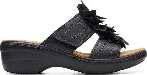 Clarks Women's Merliah Raelyn Slide Sandal, Black Leather, 8.5 Wide