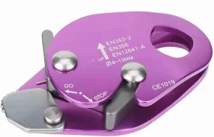 Climbing Rope Grab, Self Braking Stop Descender Climbing Ascender Riser Adjuster for 9-13mm Rope Clamp Grab Rescue Rappel Ring Climbing Gear Purple