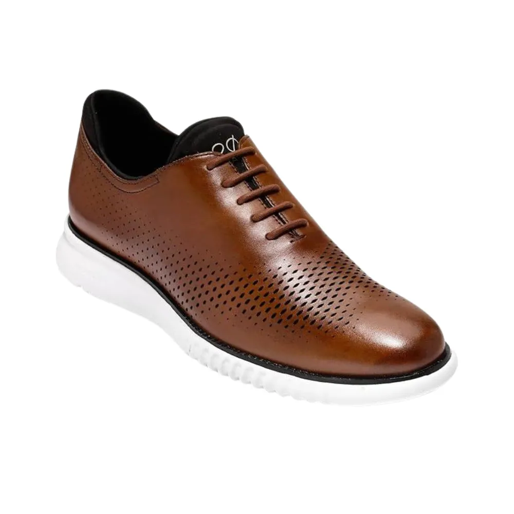 Cole Haan Men's 2.Zerogrand Laser Wing Oxford, Sophisticated, Leather Tan/Ivory, Wide