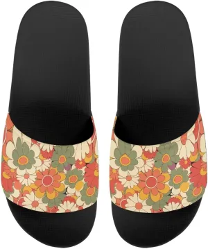 Coloranimal Women's Slide Sandals,American Flag Eagle Sunflower Skull Floral Slip-on House Slippers for Women Size 36-45